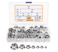 Belle Vous Set da 140 Kit Dado Flangiato Esagonale Acciaio Inossidabile - M3, M4, M5, M6, M8, M10 e M12 - Assortimento di Dadi Esagonali con Custodia - Dadi Assortiti a Flangia Seghettata per Casa