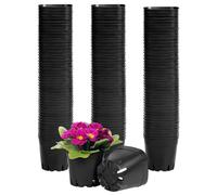 BELLE VOUS Set da 150 Set Vasi Plastica per Piante Quadrati - 6,5 x 6,5 x 6,2 cm - Vaso Quadrato per Fiori/Piantine - Vasetti Plastica per Piantine Grasse, Verdure, Giardini/Interni e Avvio di Semi