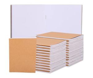 BELLE VOUS Set da 48 Quaderno Appunti Kraft con Copertina Marrone - Quaderno A6 da 10,5 x 14 cm - Blocco Appunti a 24 Pagine - Quaderni Bianchi Quadrati per Viaggi e Ufficio - Quaderni Fogli Bianchi
