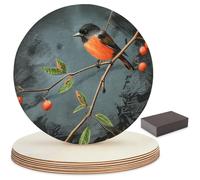 Belle Vous Set di 8 fette di legno grezzo e blocco di levigatura, 30 cm e 3 mm di spessore, rotondo, in legno naturale vergine, per artigianato, piastre, decorazioni per la casa e ornamenti