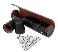 Belle Vous Set Dadi da Gioco Con 5 Tazze in Pelle Nera, 25 Dadi e Scatola da Trasporto - Lancia Professionali per Giochi da Tavolo, Società, Truccati e Molto Altro