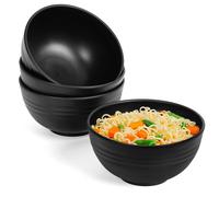 BELLE VOUS Set di 4 Ciotole Plastica Nere Riutilizzabili - Set Ciotole Cucina 700 ml - Ciotole Insalata, Zuppa, Pasta, Noodles, Frutta - Infrangibili e Senza BPA - Adatte a Microonde e Lavastoviglie