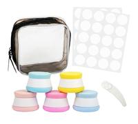 Belle Vous Set di 5 barattoli cosmetici da viaggio in silicone e astuccio da viaggio, 20 ml, con coperchi a prova di perdite, senza BPA, approvati TSA per trucco, lozioni e crema