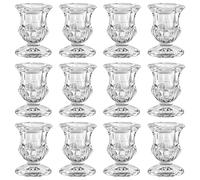 Belle Vous Set Portacandele Vetro (12pz) - L4,7 x H6,3 cm - Portacandele Vetro Trasparente per Decorazione, Centrotavola di Nozze e Regalo per Aromaterapia