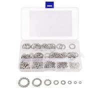 Belle Vous Set Rondelle Bloccaggio Rapido a Stella con Denti Esterni (300pz) - Rondelle Assortite Dimensioni M2.5, M3, M4, M5, M6, M8, M10, M12 - Rondelle Acciaio Inox 304 Fissaggio Rapido