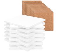 Belle Vous Sottobicchieri Ceramica Bianca Quadrati (Set da 12)- 10 x 10 cm - Sotto Bicchieri da Tavola Non Smaltati e Sottobicchieri Sughero Adesivo per Fai da Te, Pittura, Mosaici, Progetti Artistici