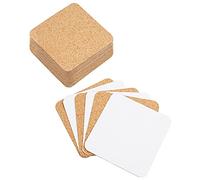 BELLE VOUS Sottobicchieri Sughero Autoadesivi Quadrati (50pz) - 9,5 x 9,5 cm - Fogli Sughero Adesivi per Parete e Sottobicchiere Sughero - Sughero Adesivo per Decorazioni Legno Fai da Te