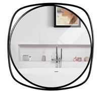 BELLE VOUS Specchio Muro Rotondo Moderno con Cornice Quadrata in Metallo - 48 cm