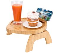 BELLE VOUS Vassoio Bamboo da Divano - Vassoio Girevole Legno per Braccioli Divano - Vassoio Divano a Incastro per Mangiare, Bere, Supporto per Telecomando TV, Dispositivi, Spuntini, Tazze e Riviste