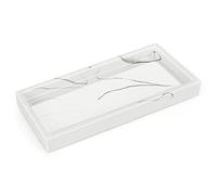 Belle Vous Vassoio per gioielli con motivi bianchi, 20,1 x 10 x 2,2 cm, mini vassoio in resina, per bagno, cucina e toeletta, porta profumo, anello e candela decorativa