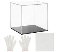 Belle Vous Vetrina a cubo in acrilico trasparente a 5 lati con base, 12,5 x 12,5 x 12,5 cm, scatola portaoggetti in plastica antipolvere per oggetti da collezione, giocattoli, decorazioni e action