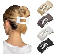 BelleFlair 4 Pcs Pinze per Capelli Piatte Opache, Fermagli per Capelli Donna a Becco d'Anatra Francesi, Clips per Capelli Sottili, Accessori per Capelli Clip a Foglia Benglatt Presa Antiscivolo