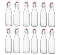 BELLEROFONTE Bottiglia per acqua in vetro vuota da 1 L, stile vintage ed elegante, per acqua frizzante e naturale, per fermentazione (12)