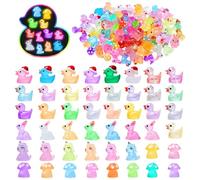 BelleStyle 100 Pezzi Mini Animali in Resina Luminosi, 10+ Colore Miniatura Paperella Anatre Figure Giocattoli per Giardino, Micro Paesaggio, Acquari, Bonsai, Casa Delle Bambole, Ornamento Fai da Te