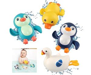 BelleStyle Giocattoli da Bagnetto, Giocattolo da Bagno Giochi Doccia per Vasca da Bagno Piscina, Acqua Giocattoli Nuoto Regalo per Bambini Bambino 1 2 3 4 Anni - 2 Pinguini, 1 Cigno, 1 Anatra