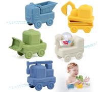 BelleStyle Giocattoli da Bagno Bambini, Camion Giochi Bagnetto Silicone No Muffa per 1 2 3 4 Anni, Giocattolo a Acqua Galleggianti per Bagno Piscina Spiaggia, Giochi Doccia per Neonati - 5 Pezzi