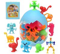 BelleStyle Giochi Bagnetto Neonato, 26 Pezzi Giocattolo a Ventosa in Silicone con Organizzatore, Giocattolo Sensoriale da Viaggio Giocattoli Bagno Educativi Regalo per Bambini 3 4 5 6 7 Anni