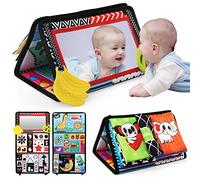 BelleStyle Giochi Montessori Neonato 0 6 9 12 Mesi, Libri di Stoffa con Specchio per Bambini, Sensoriali Morbidi di attività Giocattoli Educativi Interattivo Regali per Bambini 0-36 Mesi