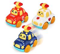 BelleStyle Macchinine Giocattolo per Bambini, 3 pcs Set di Veicol Giocattolo Auto per Bambini 1 2 3 Anno, Cartone Animato Premi per Scorrere Auto per Ragazzo Ragazza