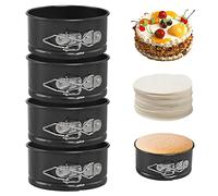 BelleStyle Tortiera Apribile, 4 Pezzi Mini Tortiera Rimovibile, Tortiera 11 cm, Teglie per Torte Rotonda, Antiaderente Teglie per Dolci, Teglia da Forno, Stampo per Torta per Cheesecakes e Pane