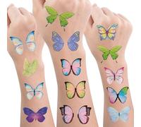 BelleVive 10 Foglie Glitter Farfalla Trucco Temporaneo Tatuaggi Colorati Farfalle Ali Falso Adesivo Impermeabile per Trucco Compleanno Festa Bomboniere