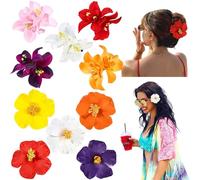 BelleVive 10 Pezzi di Fermagli per Capelli con Fiori Hawaii, Fermagli Oleandro-ibisco, Fermagli con Fiori Artificiali, Fermagli Tropicali, Accessori per Capelli per Vacanza, Festa, Spiaggia