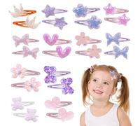 BelleVive 12 paia di fermagli per capelli per bambini, fermagli e spille a forma di corona e farfalla, accessori a pressione in metallo, accessorio per capelli scintillante per bambine, ragazze
