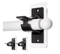 BelleVive 2 confezioni di supporti autoadesivi per bastoni per tende senza foratura, ganci per bastone per tende da incollare senza chiodi, ganci per tende da bagno, colore nero