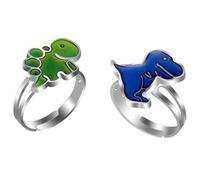 BelleVive 2 pezzi set di anelli umorali a forma di dinosauro, cambia colore, sensazione emotiva, temperatura, anello regolabile, animale, gioielli divertenti, anelli per feste, regalo di compleanno
