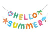 BelleVive 2 Pezzi Striscione di Compleanno Moana Hawaiano, Striscione Ciao Estate, Accessori per Feste Luau Tropicali, Vacanze Estive in Spiaggia, Decorazione Festa di Compleanno, Decorazioni