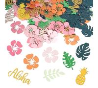 BelleVive 200 pezzi decorazioni da tavola Hawaii coriandoli per feste Aloha foglie di palma fiori ananas festa d'estate festa in spiaggia matrimonio tema tropicale decorazioni da tavolo estive