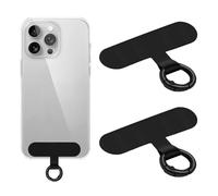 BelleVive 2er-Pack Tasche per Cellulare, Patch per Tracolla Senza Adesivo, Pad con Anello, Ricambio per Tracolla per Tutte Le custodie Complete (Nero)