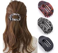 BelleVive 3 pezzi di fermagli per capelli piatti per capelli spessi, fermagli a forma di artiglio rotondo per donne, fermagli per capelli robusti con becco d'anatra, grandi fermagli per lo styling e
