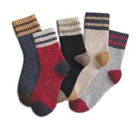 BelleVive 5 paia di calzini in lana - calzini invernali caldi in lana da donna, morbidi e morbidi, vintage, calzini retrò, calzini invernali spessi per uomo e donna, multicolore, L