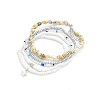 BelleVive 5er Set Cavigliere con Perle, Cavigliera Regolabile Oro Boho con Conchiglie, Gioielli Estivi con Conchiglie e Stelle Marine, Idee Regalo Moda Estiva per Donne
