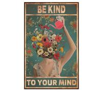 BelleVive Be Kind to Your Mind - Poster vintage da parete, stile hippie bohémien, regali di incoraggiamento per donne, ufficio, soggiorno, camera da letto, decorazione da parete, stile 1