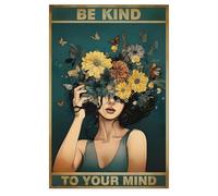 BelleVive Be Kind to Your Mind - Poster vintage da parete, stile hippie bohémien, regali di incoraggiamento per donne, ufficio, camera da letto, soggiorno, decorazione da parete, stile 2