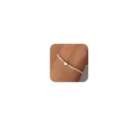 BelleVive Bracciale di perle placcato oro 14 carati, delicato braccialetto a forma di cuore, braccialetti con perle di cristallo, per donne, gioielli alla moda
