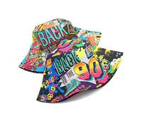 BelleVive Bucket Hat - Cappello da pescatore in stile retrò anni '80 anni '90, unisex, reversibile, cappello da sole double face, accessorio da donna, c, L