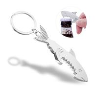 BelleVive Cavatappi creativi in metallo a forma di apribottiglie di birra squalo, portachiavi tascabile, per campeggio e viaggi, accessorio regalo