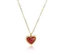 BelleVive Collana con ciondolo a forma di cuore di corniola 18 K, regalo per le donne - collana a cuore per le donne, regalo per lui