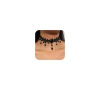 BelleVive Collane nere da donna, collana regolabile in pelle di velluto con pizzo, collana gotica con cristallo, regalo gotico, costume da cosplay di carnevale