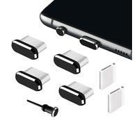 BelleVive Confezione da 4 Tappi di Protezione dalla Polvere per Porta di Ricarica USB-C Tipo C Neri, compatibili con iPhone 16 15 PRO Max Plus Anti-smarrimento Copertura USB-C Anti-Sporco, Wireless