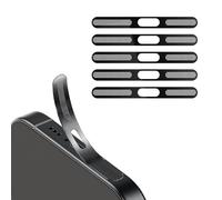 BelleVive Confezione da 5 adesivi a rete antipolvere per iPhone 16 Pro/16 Pro Max, protezione integrata per altoparlante e porta di ricarica, anti-polvere, altoparlante a conchiglia, nero