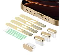 BelleVive Confezione da 8 tappi antipolvere USB-C per connettore di ricarica di tipo C, per auricolari, copertura antipolvere, per iPhone 16/iPhone 15, oro