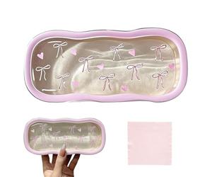 BelleVive Custodia Rigida per Occhiali, Custodia Trasparente per Occhiali, Custodia con Fiocchetti Rosa, Portaocchiali per Occhiali da Sole e da Lettura, Custodia Portatile adatta alla Maggior Parte