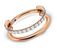 BelleVive G23 - Orecchini a forma di cartilagine in titanio, impilati con clicker 16 G CZ, doppio e triplo, per setto conch, trago, helix, orecchini da naso, da donna, oro rosa, 12 mm