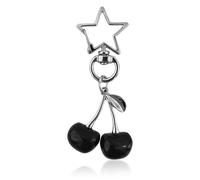 BelleVive Grazioso portachiavi Y2K ciliegia ciondolo a forma di stella, anello portachiavi carino estetico Y2K, accessorio Kawaii, portafoglio per chiavi auto, cellulare da donna, ragazza, nero