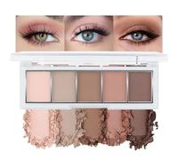 BelleVive Palette Ombretti Nude-Neutro Marrone, Make-up a 5 Colori con Finitura Opaca Vellutata, Toni Freddi Nude-Tortora, Trucco Naturale Quotidiano, Lunga Durata, 02#