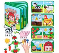 BelleVive Quiet Book con tema fattoria, 15 in 1 Busy Board in morbido feltro per l'educazione precoce, sensoriale, capacità motorie, creatività, Busy Book per viaggi in auto, giocattoli Montessori
